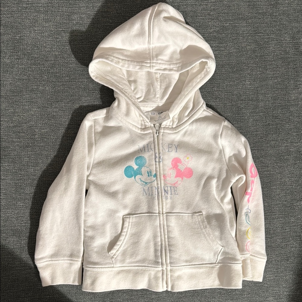 BabyGap Disney Kids White Hoodie with Mickey and Minnie Print